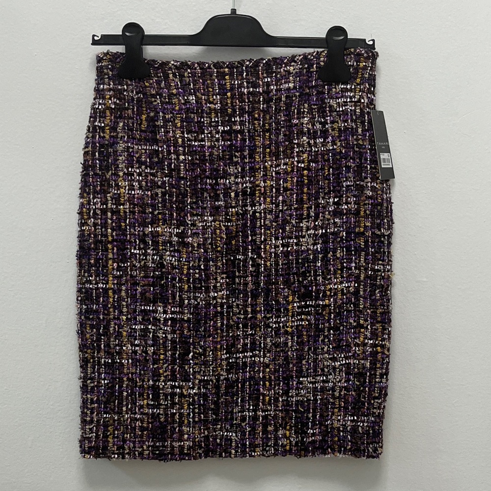 Tahari ASL Purple Tweed Pencil Skirt